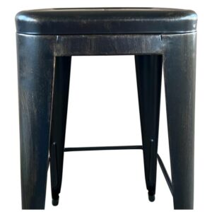 Σκαμπό Bar ArteLibre Βιομηχανικού Τύπου Vintage SILANO Μαύρο Αντικέ Μέταλλο 42x42x76cm - Image 4