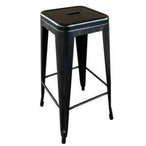 Σκαμπό Bar ArteLibre Βιομηχανικού Τύπου Vintage SILANO Μαύρο Αντικέ Μέταλλο 42x42x76cm