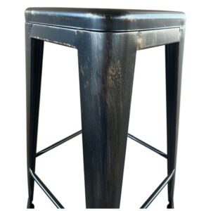 Σκαμπό Bar ArteLibre Βιομηχανικού Τύπου Vintage SILANO Μαύρο Αντικέ Μέταλλο 42x42x76cm - Image 5