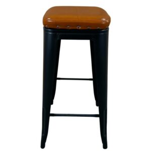 Σκαμπό Bar ArteLibre Βιομηχανικού Τύπου Vintage SILANO III Μαύρο Ματ/Καφέ Μέταλλο/PU 43x43x78cm - Image 2