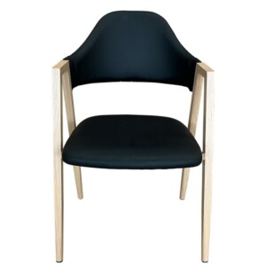 Καρέκλα Τραπεζαρίας ArteLibre SOLANA Μαύρο/Φυσικό PU/Μέταλλο 51x51x81cm - Image 2