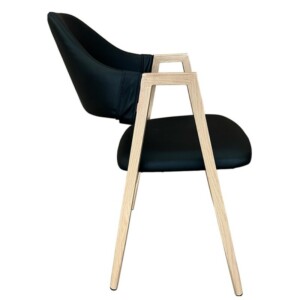 Καρέκλα Τραπεζαρίας ArteLibre SOLANA Μαύρο/Φυσικό PU/Μέταλλο 51x51x81cm - Image 3