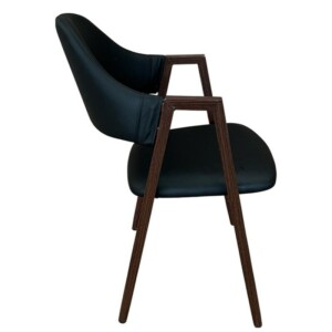 Καρέκλα Τραπεζαρίας ArteLibre SOLANA Μαύρο/Καρυδί PU/Μέταλλο 51x51x81cm - Image 3