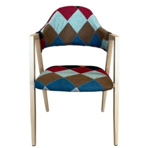 Καρέκλα Τραπεζαρίας ArteLibre SOLANA Patchwork Ύφασμα/Μέταλλο 51x51x81cm - Image 2