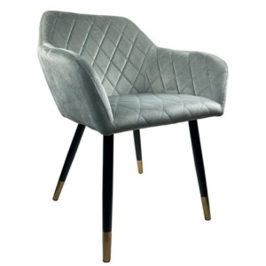 Καρέκλα Τραπεζαρίας ArteLibre ESPERANZA Γκρι/Μαύρο Βελούδο/Μέταλλο 56x60x81cm - Image 2