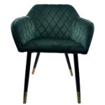 Σετ 2 τεμαχιών Καρέκλα Τραπεζαρίας ArteLibre ESPERANZA Πράσινο/Μαύρο Βελούδο/Μέταλλο 56x60x81cm - Image 2