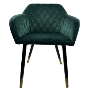 Καρέκλα Τραπεζαρίας ArteLibre ESPERANZA Πράσινο/Μαύρο Βελούδο/Μέταλλο 56x60x81cm - Image 2