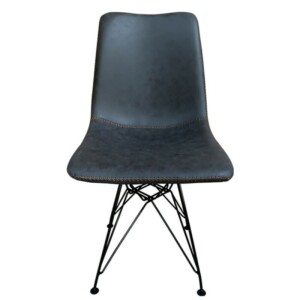 Καρέκλα Τραπεζαρίας ArteLibre SELVA Γκρι/Μαύρο PU/Μέταλλο 43x57x81cm - Image 2