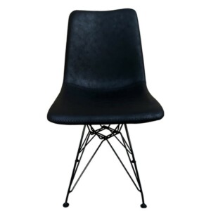 Καρέκλα Τραπεζαρίας ArteLibre SELVA Vintage Μαύρο PU/Μέταλλο 43x57x81cm - Image 2