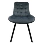 Σετ 4 τεμαχιών Καρέκλα Τραπεζαρίας ArteLibre BRISA Γκρι/Μαύρο Βελούδο/Μέταλλο 53x60x85cm - Image 2