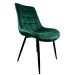 Σετ 4 τεμαχιών Καρέκλα Τραπεζαρίας ArteLibre BRISA Πράσινο/Μαύρο Βελούδο/Μέταλλο 53x60x85cm - Image 2