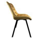 Σετ 4 τεμαχιών Καρέκλα Τραπεζαρίας ArteLibre BRISA Μπεζ/Μαύρο Βελούδο/Μέταλλο 53x60x85cm - Image 3