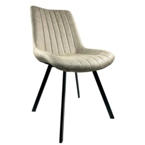 Καρέκλα Τραπεζαρίας ArteLibre MILONGA Μπεζ/Μαύρο PU/Μέταλλο 55x61x88cm - Image 2