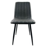 Σετ 4 τεμαχιών Καρέκλα Τραπεζαρίας ArteLibre YUCARIA Ανθρακί/Μαύρο PU/Μέταλλο 44x55x86cm - Image 2