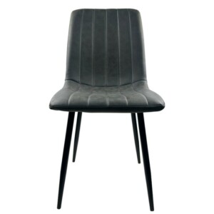 Καρέκλα Τραπεζαρίας ArteLibre YUCARIA Ανθρακί/Μαύρο PU/Μέταλλο 44x55x86cm - Image 2