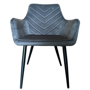 Καρέκλα Τραπεζαρίας ArteLibre FLORITA Γκρι/Μαύρο Βελούδο/Μέταλλο 55x57x84cm - Image 2