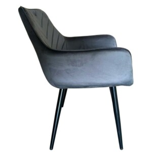 Καρέκλα Τραπεζαρίας ArteLibre FLORITA Γκρι/Μαύρο Βελούδο/Μέταλλο 55x57x84cm - Image 3