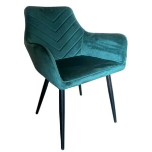 Καρέκλα Τραπεζαρίας ArteLibre FLORITA Πράσινο/Μαύρο Βελούδο/Μέταλλο 55x57x84cm - Image 2