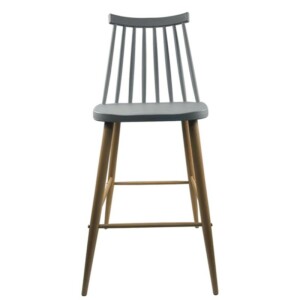 Σκαμπό Bar ArteLibre MARANTA Γκρι/Φυσικό PP/Μέταλλο 45x46x97cm - Image 3