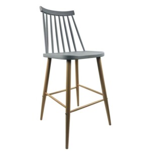 Σκαμπό Bar ArteLibre MARANTA Γκρι/Φυσικό PP/Μέταλλο 45x46x97cm