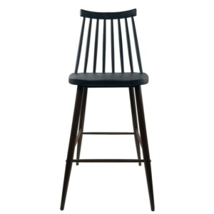 Σκαμπό Bar ArteLibre MARANTA Μαύρο/Καρυδί PP/Μέταλλο 45x46x97cm - Image 3