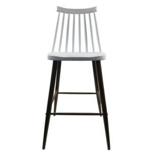 Σκαμπό Bar ArteLibre MARANTA Λευκό/Καρυδί PP/Μέταλλο 45x46x97cm - Image 2