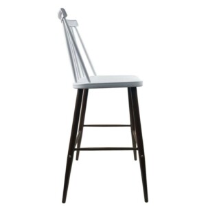 Σκαμπό Bar ArteLibre MARANTA Λευκό/Καρυδί PP/Μέταλλο 45x46x97cm - Image 3