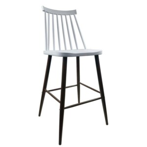 Σκαμπό Bar ArteLibre MARANTA Λευκό/Καρυδί PP/Μέταλλο 45x46x97cm