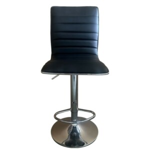 Σκαμπό Bar ArteLibre ENCANTA Μαύρο/Χρώμιο PU/Μέταλλο 41x50x59/94-80/115cm - Image 2