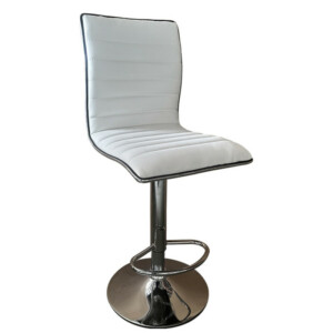 Σκαμπό Bar ArteLibre ENCANTA Λευκό/Χρώμιο PU/Μέταλλο 41x50x59/94-80/115cm