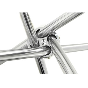 Τραπέζι Τραπεζαρίας ArteLibre PHLAX Διάφανο/Χρώμιο Γυαλί/Μέταλλο Φ120x74cm - Image 2