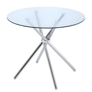 Τραπέζι Τραπεζαρίας ArteLibre PHLAX Διάφανο/Χρώμιο Γυαλί/Μέταλλο Φ120x74cm