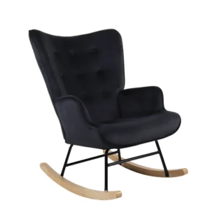 Πολυθρόνα Κουνιστή ArteLibre DARIA Μαύρο Βελούδο/Μέταλλο/Ξύλο 85x69x90cm