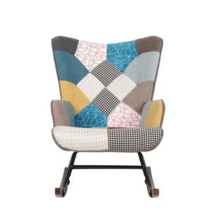 Πολυθρόνα Κουνιστή ArteLibre GERDA Patchwork Ύφασμα/Μέταλλο/Ξύλο 84x69x90cm - Image 2