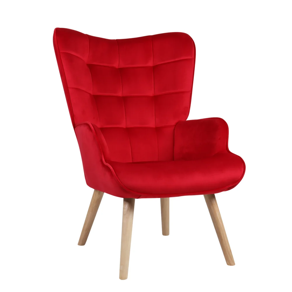 Πολυθρόνα ArteLibre MARION Κόκκινο Βελούδο/Ξύλο 73x69x96cm Πολυθρόνα ArteLibre MARION Κόκκινο Βελούδο/Ξύλο 73x69x96cm