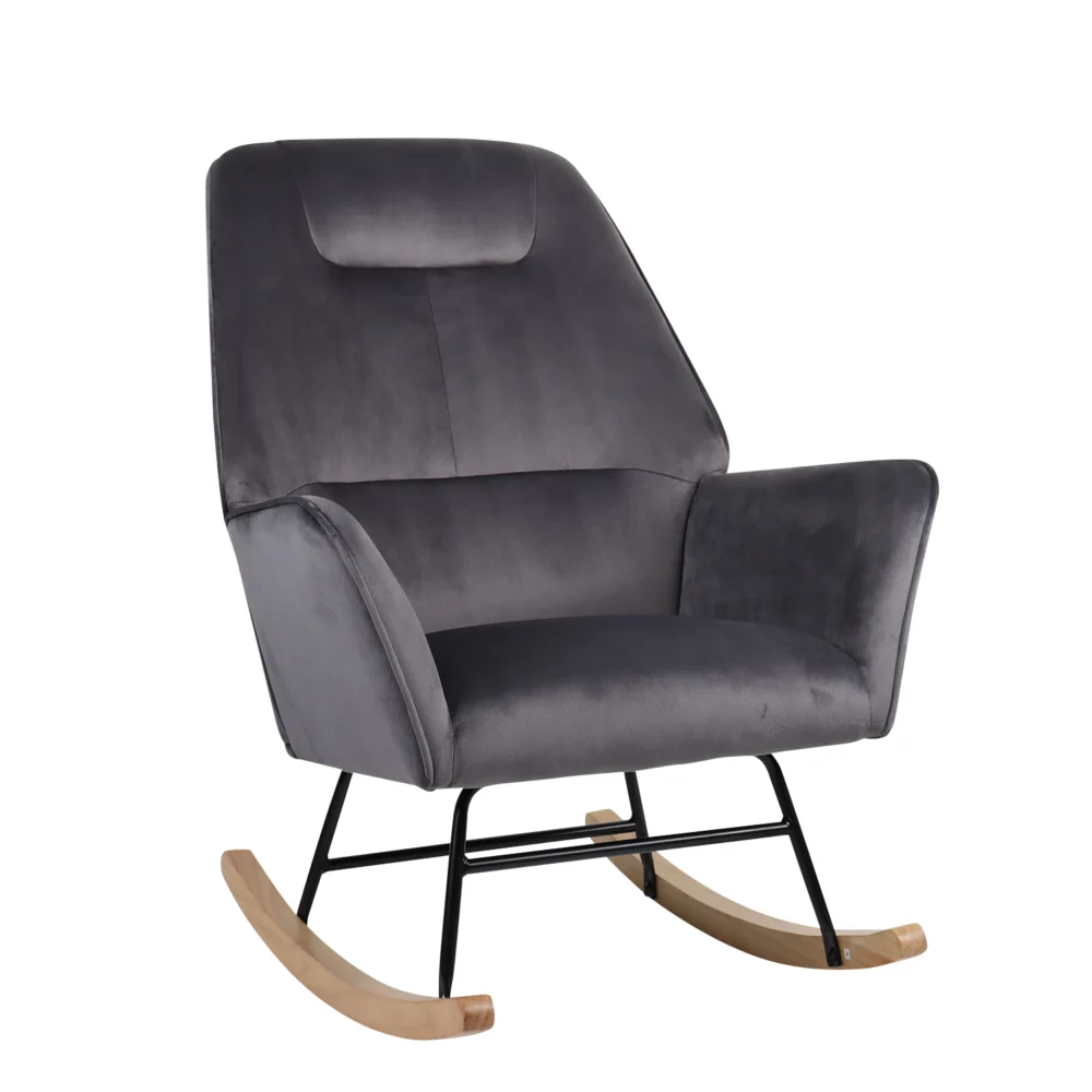 Πολυθρόνα Κουνιστή ArteLibre BERTIE Γκρι Βελούδο/Μέταλλο/Ξύλο 87x72x96cm Πολυθρόνα Κουνιστή ArteLibre BERTIE Γκρι Βελούδο/Μέταλλο/Ξύλο 87x72x96cm