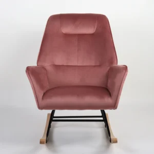 Πολυθρόνα Κουνιστή ArteLibre BERTIE Σάπιο Μήλο Βελούδο/Μέταλλο/Ξύλο 87x72x96cm - Image 5