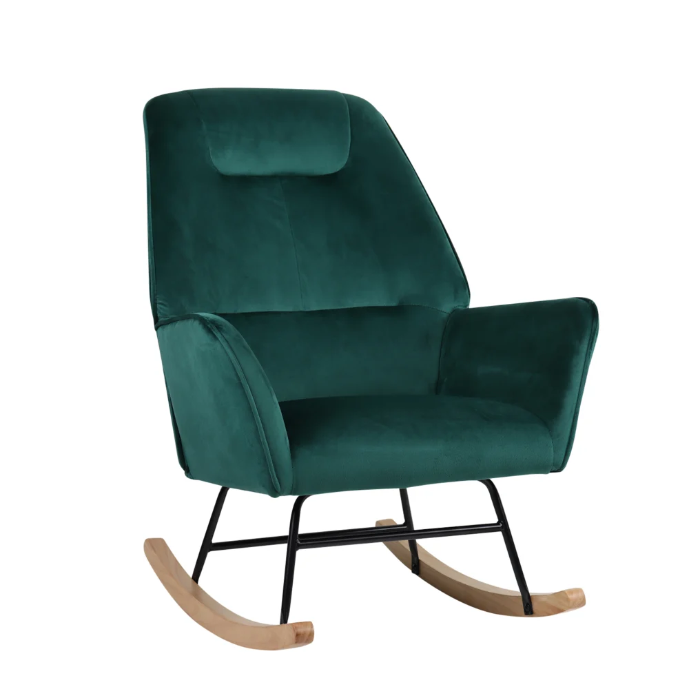 Πολυθρόνα Κουνιστή ArteLibre BERTIE Πράσινο Βελούδο/Μέταλλο/Ξύλο 87x72x96cm Πολυθρόνα Κουνιστή ArteLibre BERTIE Πράσινο Βελούδο/Μέταλλο/Ξύλο 87x72x96cm