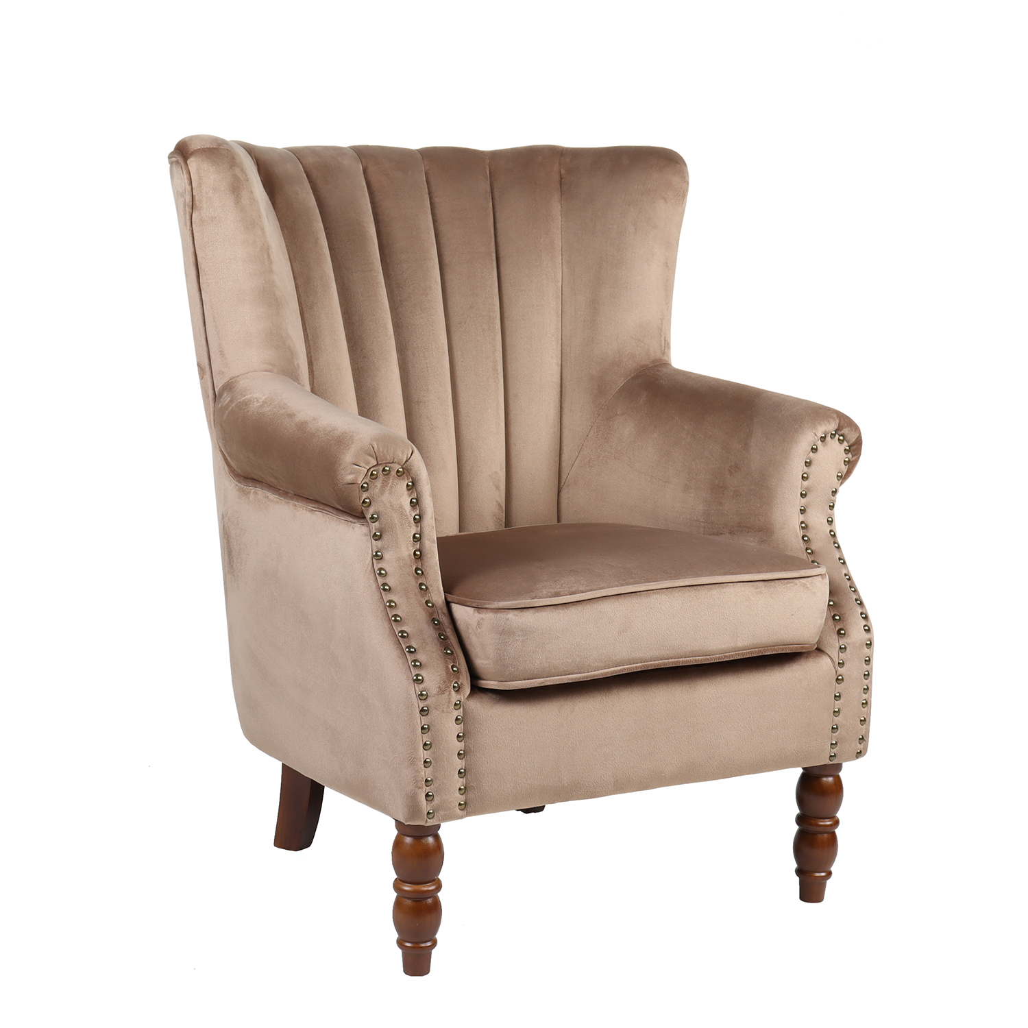 Πολυθρόνα ArteLibre FINN Καφέ Βελούδο/Ξύλο 72x76x78/44cm Πολυθρόνα ArteLibre FINN Καφέ Βελούδο/Ξύλο 72x76x78/44cm