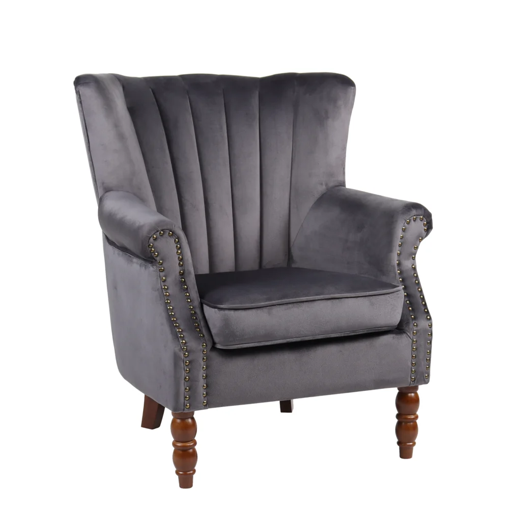 Πολυθρόνα ArteLibre FINN Γκρι Βελούδο/Ξύλο 72x76x78/44cm Πολυθρόνα ArteLibre FINN Γκρι Βελούδο/Ξύλο 72x76x78/44cm