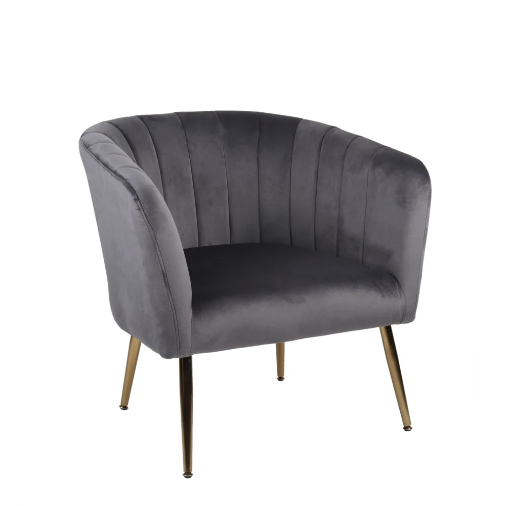 Πολυθρόνα ArteLibre TIANA Γκρι Βελούδο/Ξύλο 52x82x76cm Πολυθρόνα ArteLibre TIANA Γκρι Βελούδο/Ξύλο 52x82x76cm