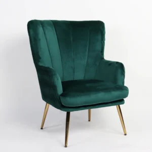 Πολυθρόνα ArteLibre KOLDENREE Πράσινο Βελούδο/Μέταλλο/Ξύλο 74x72x91cm - Image 2