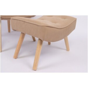 Πολυθρόνα Μπερζέρα Με Υποπόδιο ArteLibre ANIDORI Ανοιχτό Καφέ Ύφασμα/Ξύλο 73x69x96cm - Image 12