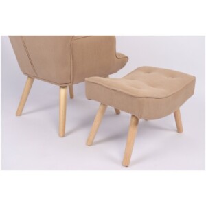 Πολυθρόνα Μπερζέρα Με Υποπόδιο ArteLibre ANIDORI Ανοιχτό Καφέ Ύφασμα/Ξύλο 73x69x96cm - Image 18
