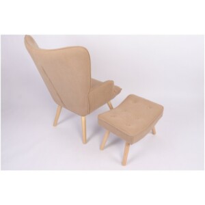 Πολυθρόνα Μπερζέρα Με Υποπόδιο ArteLibre ANIDORI Ανοιχτό Καφέ Ύφασμα/Ξύλο 73x69x96cm - Image 19