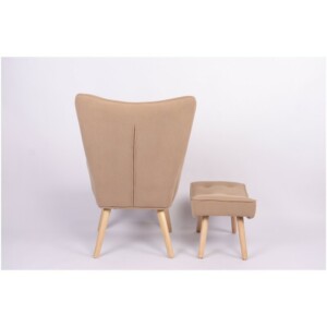 Πολυθρόνα Μπερζέρα Με Υποπόδιο ArteLibre ANIDORI Ανοιχτό Καφέ Ύφασμα/Ξύλο 73x69x96cm - Image 20