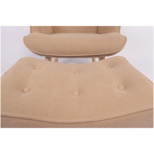 Πολυθρόνα Μπερζέρα Με Υποπόδιο ArteLibre ANIDORI Ανοιχτό Καφέ Ύφασμα/Ξύλο 73x69x96cm - Image 8