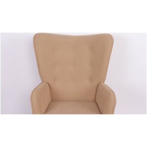 Πολυθρόνα Μπερζέρα Με Υποπόδιο ArteLibre ANIDORI Ανοιχτό Καφέ Ύφασμα/Ξύλο 73x69x96cm - Image 9