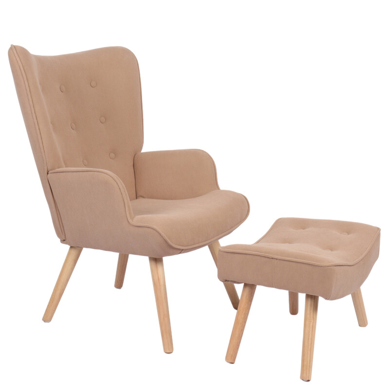 Πολυθρόνα Μπερζέρα Με Υποπόδιο ArteLibre ANIDORI Ανοιχτό Καφέ Ύφασμα/Ξύλο 73x69x96cm Πολυθρόνα Μπερζέρα Με Υποπόδιο ArteLibre ANIDORI Ανοιχτό Καφέ Ύφασμα/Ξύλο 73x69x96cm