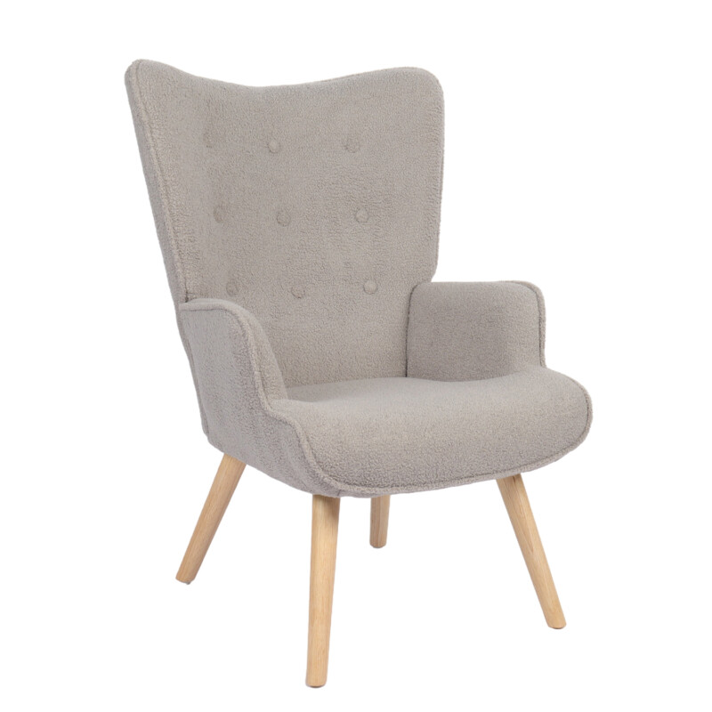 Πολυθρόνα ArteLibre MARION Γκρι Ύφασμα Μπουκλέ/Ξύλο 73x69x96cm Πολυθρόνα ArteLibre MARION Γκρι Ύφασμα Μπουκλέ/Ξύλο 73x69x96cm